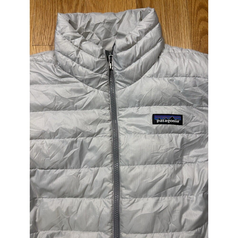 Patagonia Down Sweater Jacket Womens Large Off White Quilted Puffer Full Zip - Picture 7 of 8